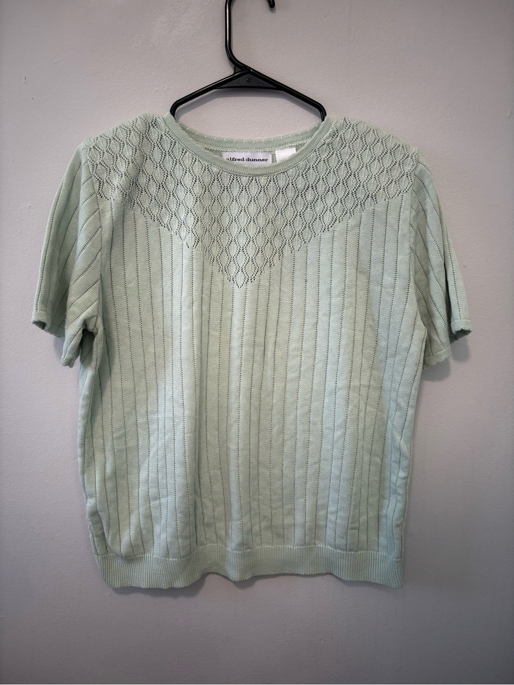Alfred Dunner Pale Mint Knit Short Sleeve Top